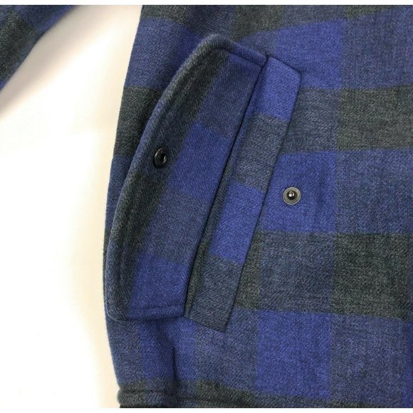 Mostly Heard Rarely Seen Mens XL Blue Black Plaid Zipper Bomber Jacket Coat - Picture 5 of 12